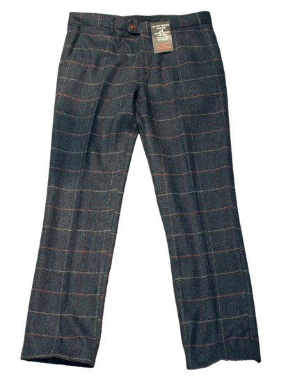 Marc Darcy Blue Check W32 L30 Regular Tweed Mens Trousers