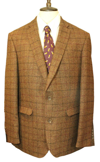 Barbour Brown 44R Mens Modern Check Tweed Occasional Formal Races Tweed Jacket