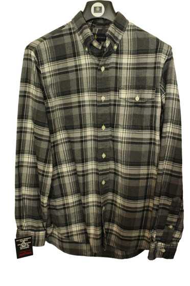 Ralph Lauren Heather Grey SP Designer Long Sleeve Check Smart Flannel Shirt