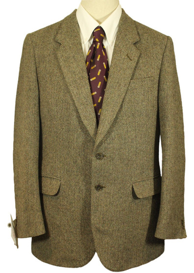 Vintage St Michael 40" Brown Herringbone Classic Smart Mens Tweed Jacket
