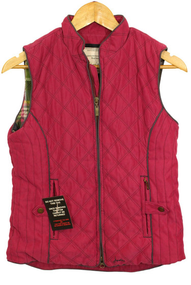 Joules Nimba Size 8 Diamond Stitch Pink Ruby Quilted Ladies Gilet