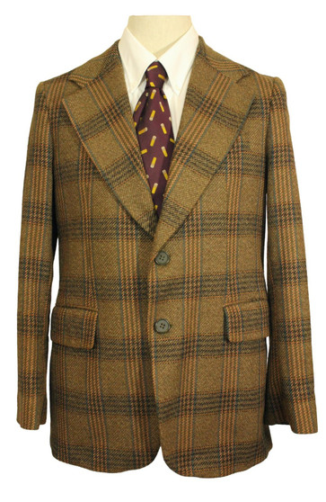 Vintage British Check Goumax 38" Bespoke Tailored Brown Mix Tweed Jacket