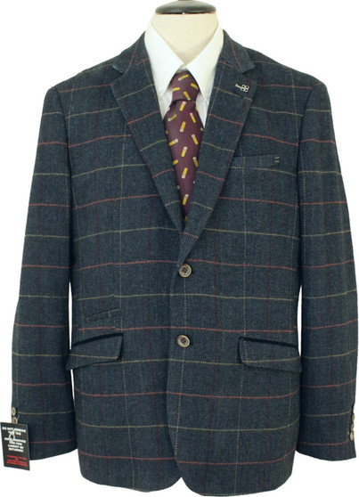 Cavani Mens 42R Blue Box Check Tweed Jacket Casual Smart Occasional Jacket