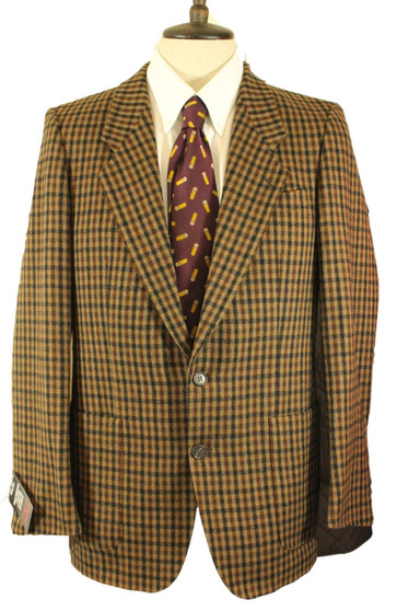 Ermenegildo Zegna Italian Designer 36" Brown Check Cashmere Tweed Blazer