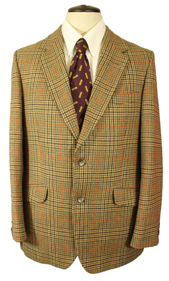 Teviotex British Tailored Scottish 40" Green Check Plaid Vintage Tweed Jacket