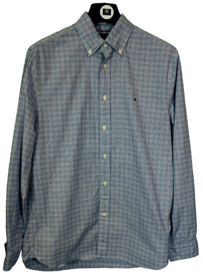 Tommy Hilfiger Blue Small THFlex Check Long Sleeve Mens Shirt