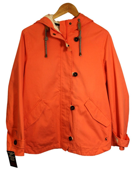 Joules Coast Bright Coral Womens 14 Right As Rain Hooded Outdoor Jacket