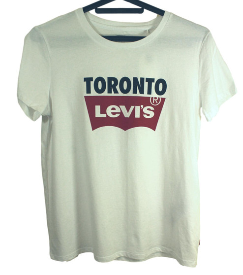 Levi's Women's Medium White Toronto Batwing Logo Graphic Cotton T-Shirt