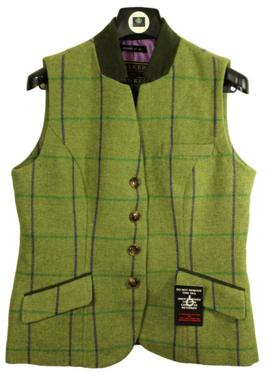 Walker and Hawkes Green Size 12 Check Country Womens Waistcoat Vest