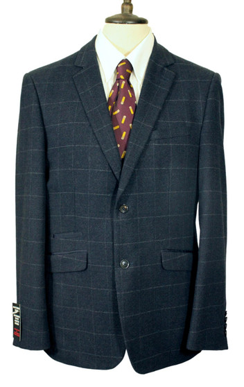 Cavani Mens 40R Blue Modern Check Jacket Casual Smart Occasional Races Jacket