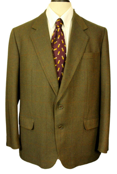 Vintage Wellington 44" Green Check Mens Tweed Country Jacket