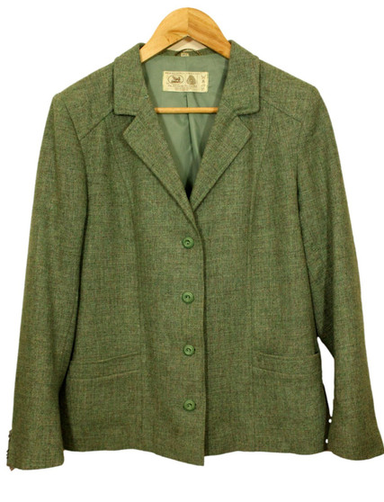 Vintage Edinburgh Woollen Mill Green Size 14 Ladies Classic Elegant Tweed Jacket