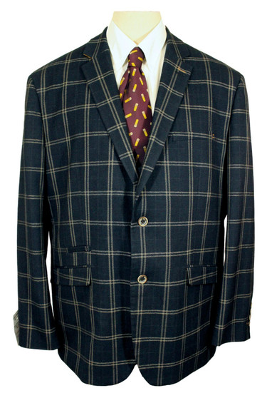 Cavani Mens 50R Blue Modern Check Tweed Jacket Casual Smart Occasional Jacket