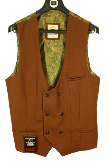 Marc Darcy Brown 40" Brown Double Breasted Modern Mens Waistcoat