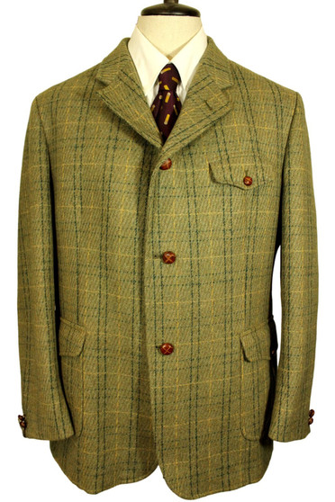 Vtg Cotswold Woollen Weavers 46" Green Half Norfolk Bi-Swing Shooting Jacket