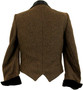 VINTAGE DERETA LADIES SIZE 12 NAVY/BROWN VELVET COLLAR SHORT SHAPED TWEED JACKET