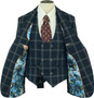 Cavani Mens 36R Blue Check 2-Piece Jacket & Waistcoat Slim Fit BNWT