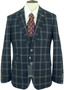 Cavani Mens 36R Blue Check 2-Piece Jacket & Waistcoat Slim Fit BNWT