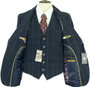 Cavani Mens 34R Navy Blue Check 2-Piece Slim Fit Jacket & Waistcoat
