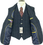 Cavani Mens 36R Navy Blue Check 2-Piece Slim Fit Wool Smart Casual Jacket