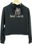 NIKE JUST DO IT LADIES SMALL BLACK/GOLD CROPPED LOOSE-FIT SWEATER JUMPER BNWT