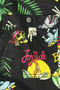 O'Neill Mens XL 44" Casual Black Slim-Fit Born to Surf Hawaiian Shirt