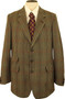 VINTAGE MENS TWEED BRITISH JAPE'S 42" LONG GREEN MIX WINDOWPANE TWEED JACKET