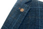 TWEED CAVANI 40R BLUE BOX CHECK 2 PIECE SUIT SIGNATURE JACKET & WAISTCOAT SET