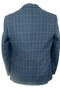 TWEED CAVANI 40R BLUE BOX CHECK 2 PIECE SUIT SIGNATURE JACKET & WAISTCOAT SET
