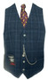 TWEED CAVANI 40R BLUE BOX CHECK 2 PIECE SUIT SIGNATURE JACKET & WAISTCOAT SET