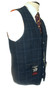 TWEED CAVANI 40R BLUE BOX CHECK 2 PIECE SUIT SIGNATURE JACKET & WAISTCOAT SET