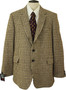 VTG HARRIS TWEED MENS 46" LONG STYLE BROWN MIX HOUNDSTOOTH TAILORED TWEED JACKET