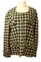 Vintage Ann Harvey Size 24 Checkered Brown/Black Mix Collarless Tweed Jacket