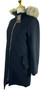 Joules Blue Hooded Faux Size 6 Ladies Wool Navy Blue Winter Ladies Coat