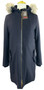 Joules Blue Hooded Faux Size 6 Ladies Wool Navy Blue Winter Ladies Coat