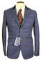 House of Cavani Blue 34R Slim Fit Kaiser Velvet Collar Modern Tweed Jacket