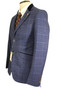 House of Cavani Blue 34R Slim Fit Kaiser Velvet Collar Modern Tweed Jacket