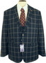Cavani Mens 40R Blue Beige Check Jacket & Waistcoat Two Piece Suit Set BNWT
