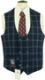 Cavani Mens 40R Blue Beige Check Jacket & Waistcoat Two Piece Suit Set BNWT