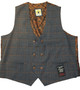 Marc Darcy Jenson Grey/Tan 50R Double Breasted Mens Waistcoat