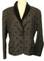 Vintgae Jaeger Ladies Size 16 Poker Dot Grey Black Spotted Velvet Collar Jacket