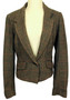 Ladies Check Jane Norman Size 12 Brown Mix Tweed Casual Smart Jacket