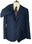 Blue Mens Herringbone 3-Piece 44" Jacket & Waistcoat W38 L33 Trouser Suit Set
