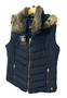 Joules Hooded Faux Fur Navy Blue Size 16 Padded Insulated Vest Bodywarmer Gilet