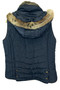 Joules Hooded Faux Fur Navy Blue Size 16 Padded Insulated Vest Bodywarmer Gilet