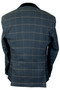 House of Cavani 36R Blue Check Velvet Collar Check Jacket & Waistcoat Set