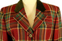 Vtg Daks Waverley Red Tartan Size 14 Womens Velvet Collar 3/4 Length Overcoat