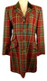 Vtg Daks Waverley Red Tartan Size 14 Womens Velvet Collar 3/4 Length Overcoat
