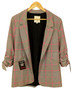 River Island Grey Pink Check Size 10 Womens  Ruffled Bow Sleeve Jacket