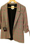 River Island Grey Pink Check Size 10 Womens  Ruffled Bow Sleeve Jacket